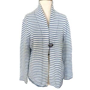 PURE Handmade Nautical Blue White 100% Cotton Sweater S/M